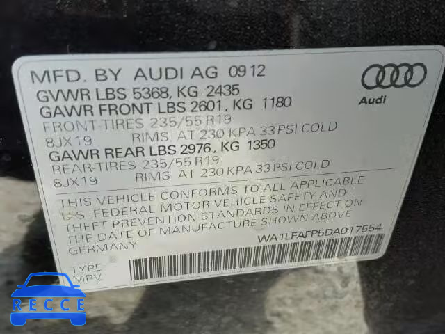 2013 AUDI Q5 PREMIUM WA1LFAFP5DA017554 image 9