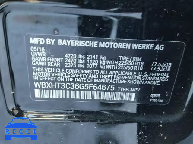 2016 BMW X1 XDRIVE2 WBXHT3C36G5F64675 зображення 9