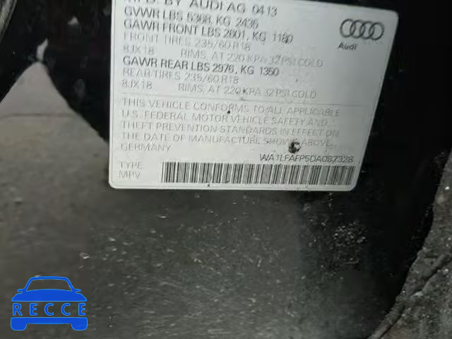 2013 AUDI Q5 PREMIUM WA1LFAFP5DA087328 зображення 9