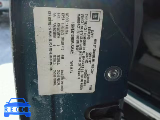 1997 CHEVROLET TAHOE K150 1GNEK13R8VJ335421 image 9