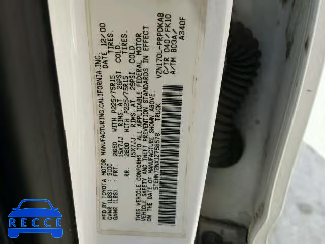 2001 TOYOTA TACOMA DOU 5TEHN72NX1Z758578 image 9