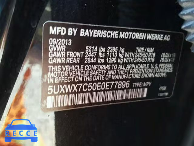 2014 BMW X3 XDRIVE3 5UXWX7C50E0E77896 image 9