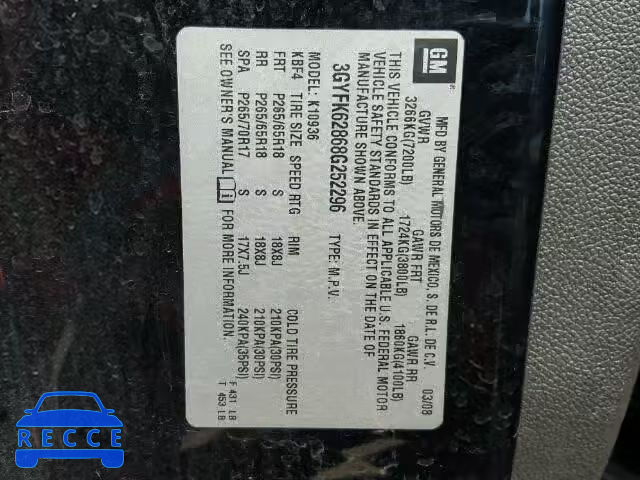 2008 CADILLAC ESCALADE E 3GYFK62868G252296 image 9