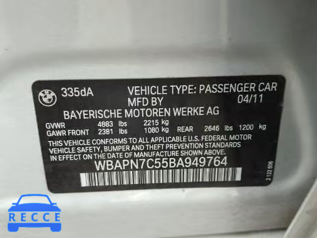 2011 BMW 335D WBAPN7C55BA949764 image 9