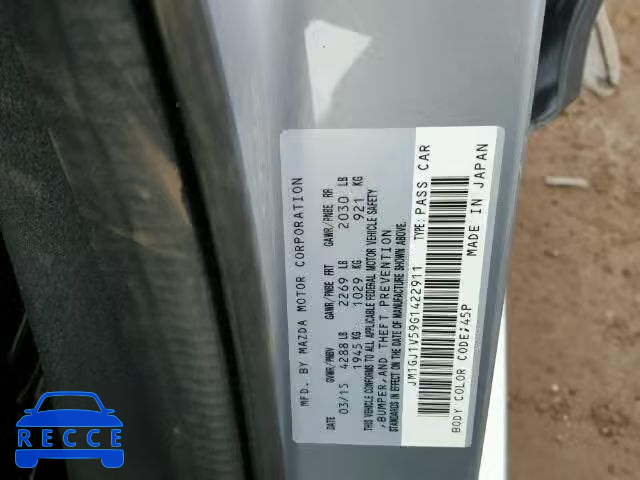 2016 MAZDA 6 TOURING JM1GJ1V59G1422911 image 9