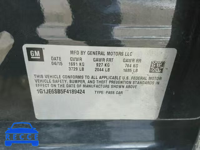 2015 CHEVROLET SONIC LTZ 1G1JE6SB5F4189424 зображення 9