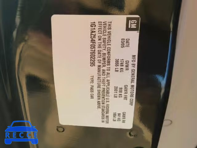 2005 CHEVROLET COBALT LT 1G1AZ54F057602295 image 9