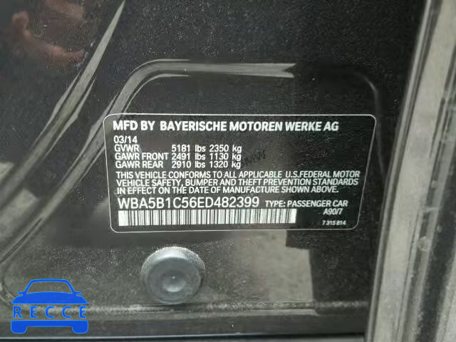 2014 BMW 535I WBA5B1C56ED482399 зображення 9