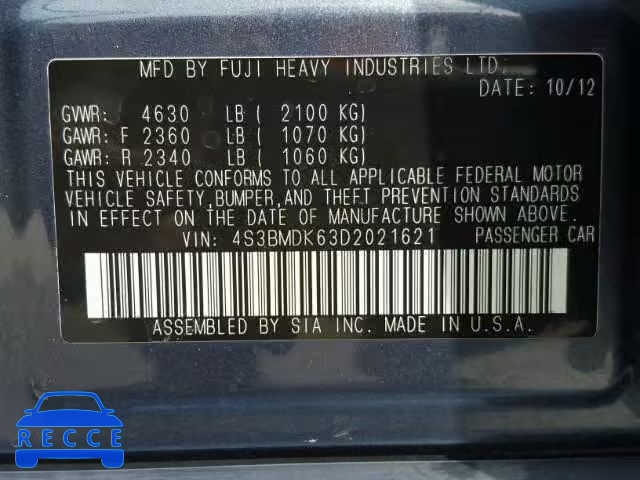 2013 SUBARU LEGACY 3.6 4S3BMDK63D2021621 image 9