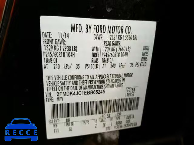 2014 FORD EDGE SEL A 2FMDK4JC1EBB65245 Bild 9