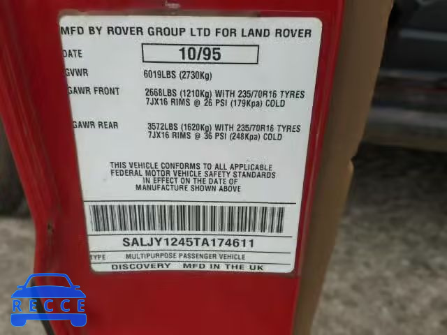 1996 LAND ROVER DISCOVERY SALJY1245TA174611 image 9