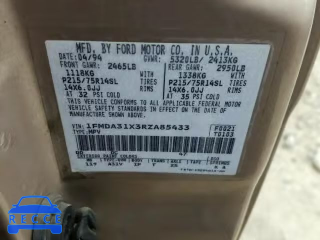 1994 FORD AEROSTAR 1FMDA31X3RZA85433 image 9