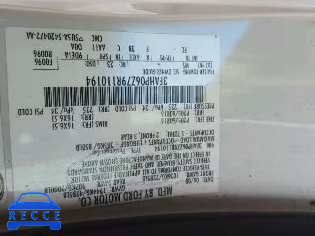 2009 FORD FUSION S 3FAHP06Z79R110194 image 9