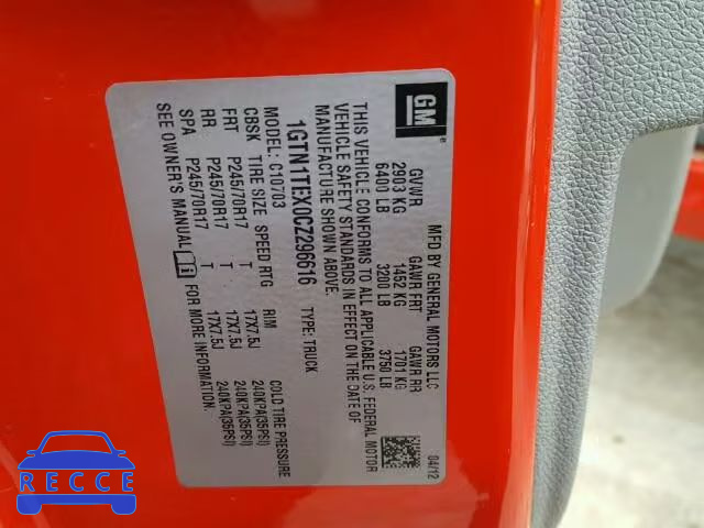 2012 GMC SIERRA C15 1GTN1TEX0CZ296616 image 9