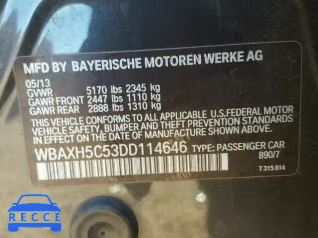 2013 BMW 528XI WBAXH5C53DD114646 зображення 9