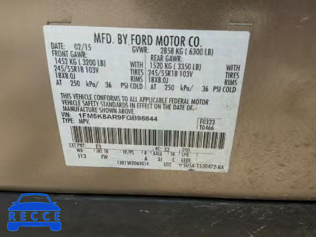 2015 FORD EXPLORER P 1FM5K8AR9FGB98844 image 9