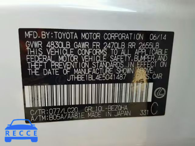 2014 LEXUS GS 350 JTHBE1BL4E5041487 image 9