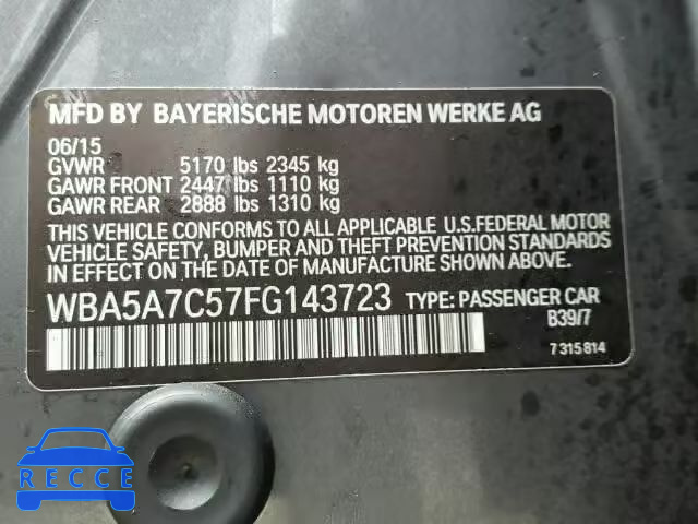 2015 BMW 528XI WBA5A7C57FG143723 image 9