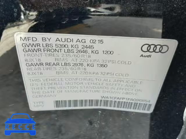 2015 AUDI Q5 PREMIUM WA1CFAFP1FA096854 image 9
