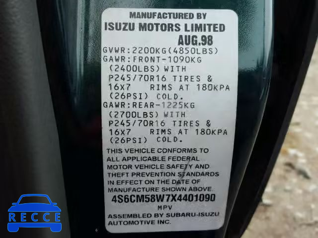 1999 HONDA PASSPORT E 4S6CM58W7X4401090 image 9