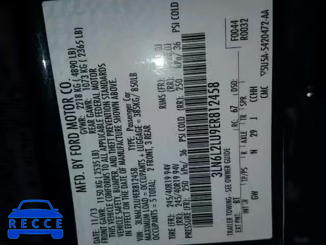 2014 LINCOLN MKZ HYBRID 3LN6L2LU9ER812458 image 9