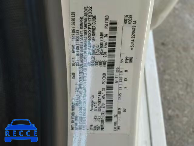 2015 FORD FIESTA ST 3FADP4GXXFM176332 image 9