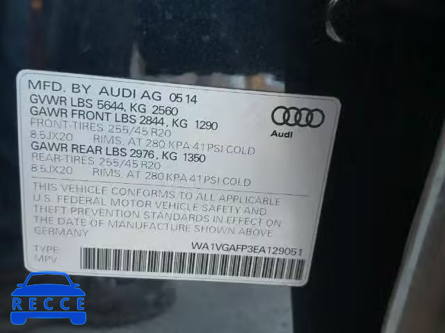 2014 AUDI SQ5 PRESTI WA1VGAFP3EA129051 image 9