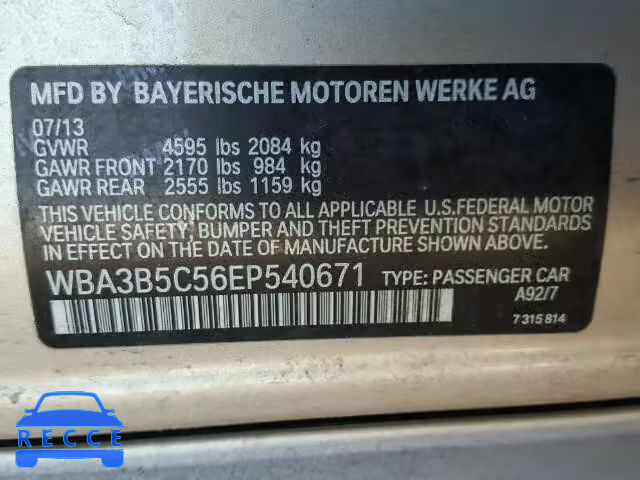 2014 BMW 328XI SULE WBA3B5C56EP540671 зображення 9