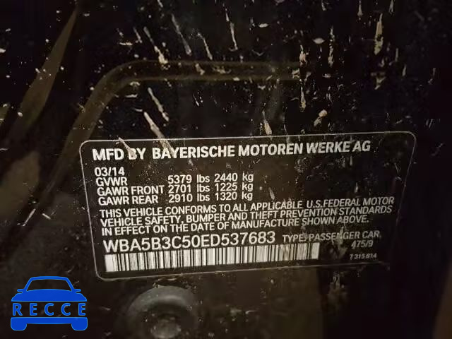 2014 BMW 535XI WBA5B3C50ED537683 зображення 9