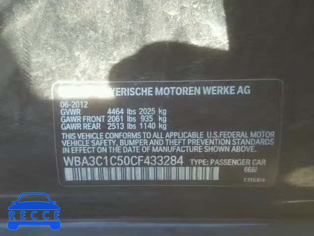 2012 BMW 328I SULEV WBA3C1C50CF433284 зображення 9