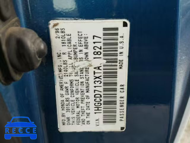 1996 HONDA ACCORD LX 1HGCD713XTA018217 image 9