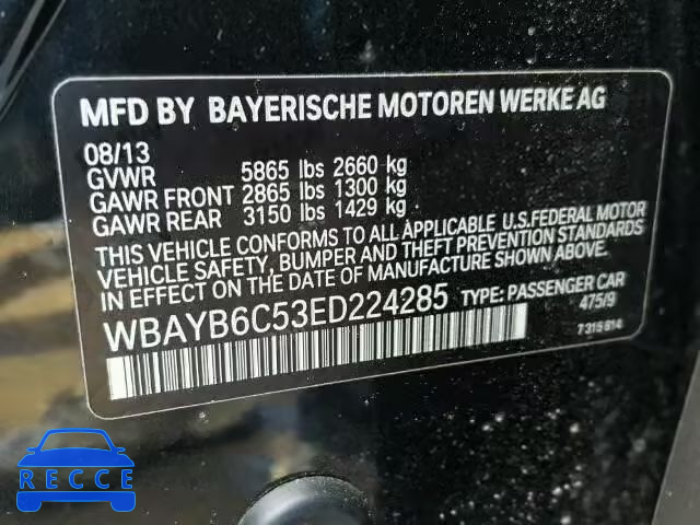 2014 BMW 750I XDRIV WBAYB6C53ED224285 зображення 9