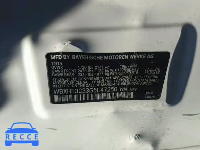2016 BMW X1 XDRIVE2 WBXHT3C33G5E47250 зображення 9