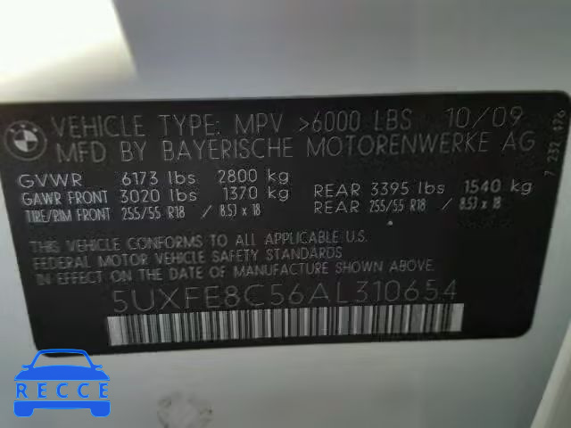 2010 BMW X5 XDRIVE4 5UXFE8C56AL310654 image 9