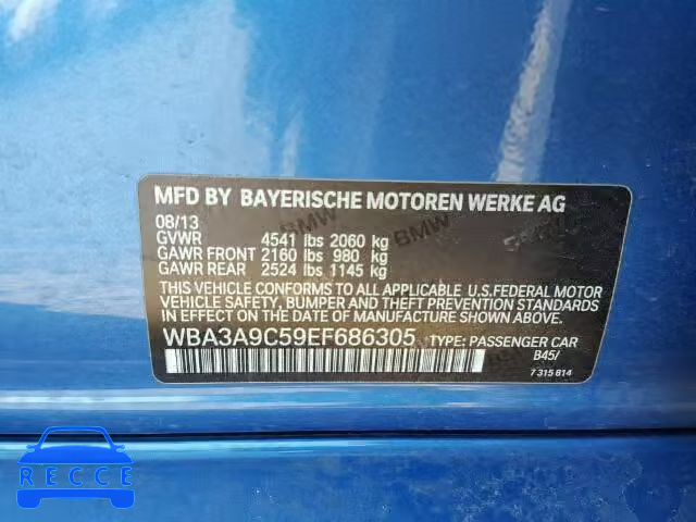 2014 BMW 335I WBA3A9C59EF686305 image 9