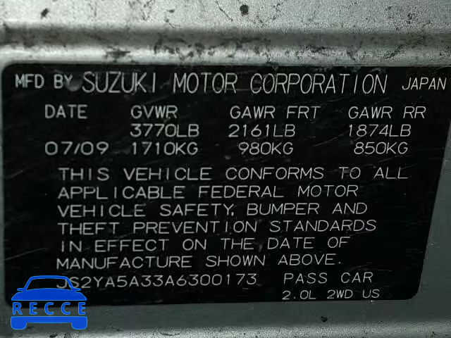 2010 SUZUKI SX4 JS2YA5A33A6300173 зображення 9