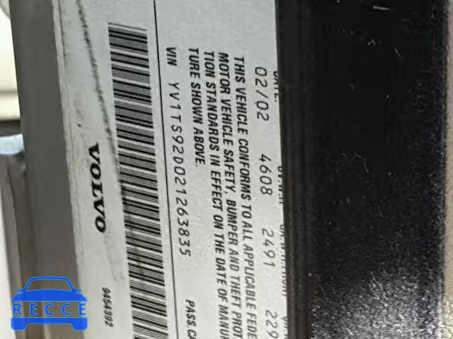 2002 VOLVO S80 YV1TS92D021263835 image 9