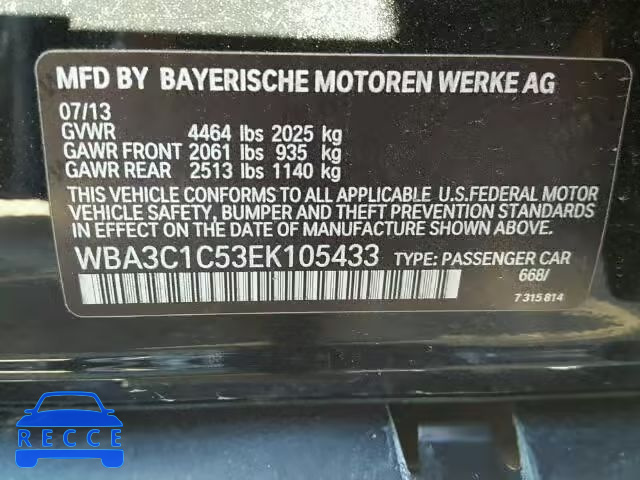2014 BMW 328I SULEV WBA3C1C53EK105433 зображення 9