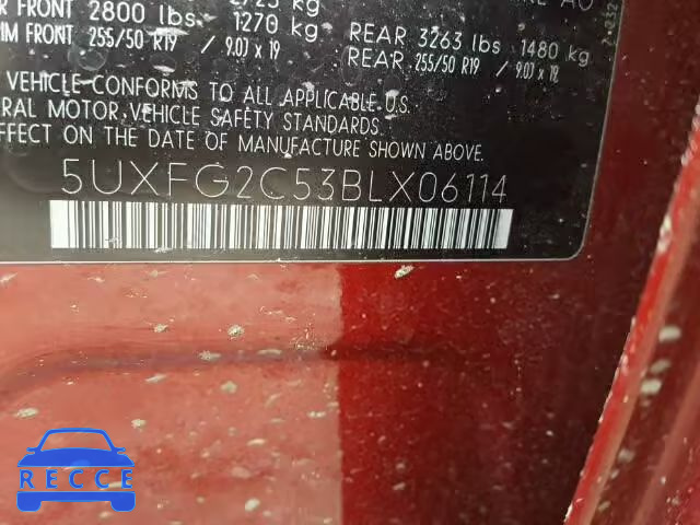 2011 BMW X6 XDRIVE3 5UXFG2C53BLX06114 image 9