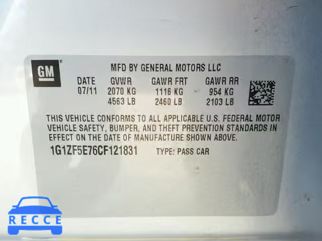 2012 CHEVROLET MALIBU 3LT 1G1ZF5E76CF121831 image 9