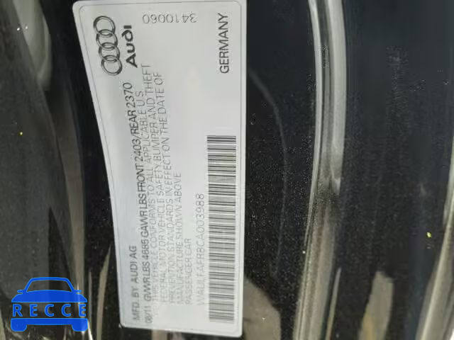 2012 AUDI A5 QUATTRO WAULFAFR8CA003988 image 9