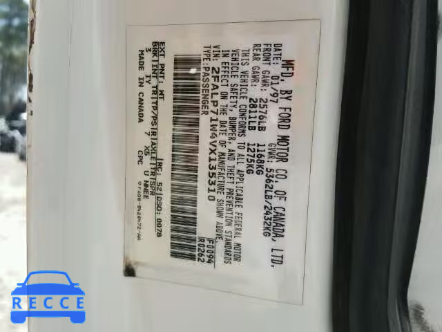 1997 FORD CROWN VIC 2FALP71W4VX135310 image 9