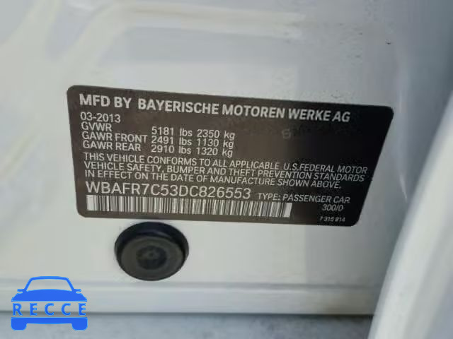 2013 BMW 535I WBAFR7C53DC826553 Bild 9