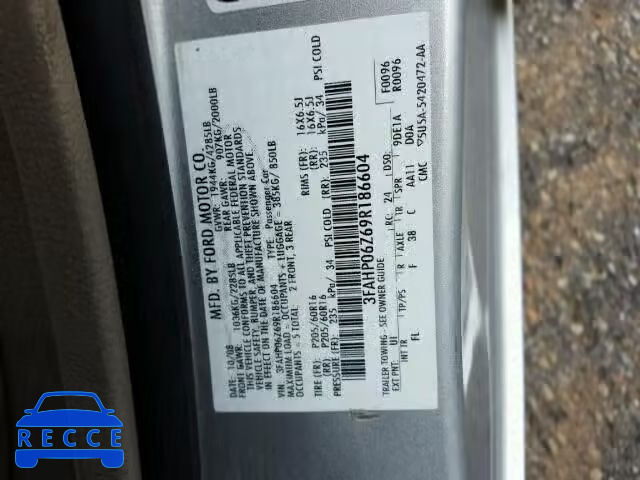 2009 FORD FUSION S 3FAHP06Z69R186604 image 9