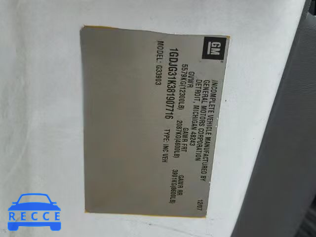 2008 GMC SAVANA G35 1GDJG31K381907716 Bild 9