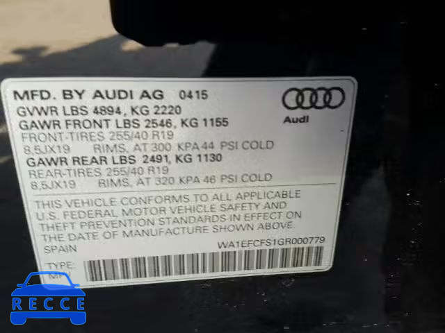 2016 AUDI Q3 2.0T PR WA1EFCFS1GR000779 image 9