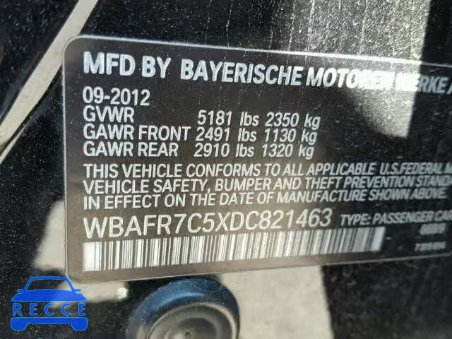 2013 BMW 535I WBAFR7C5XDC821463 зображення 9