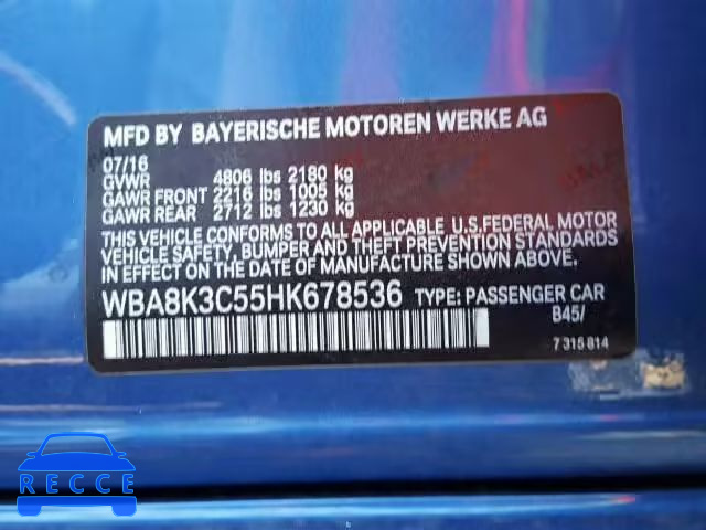 2017 BMW 330 XI WBA8K3C55HK678536 image 9