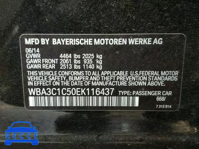 2014 BMW 328I SULEV WBA3C1C50EK116437 зображення 9