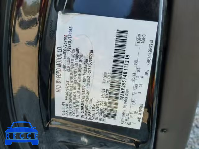 2004 FORD FOCUS ZX3 3FAHP39574R115219 image 9
